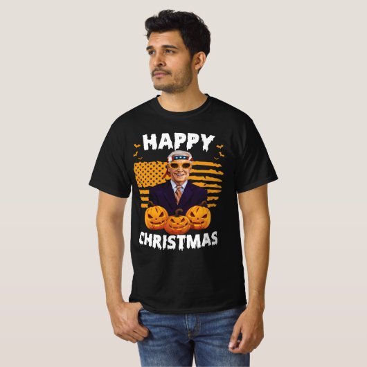 Joe Biden Happy Halloween American Flag Pumpkin T- T-Shirt (Vorne ganz)