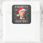 Joe Biden Happy Oaster Chrismas | Anti Joe Biden Quadratischer Aufkleber (Tasche)