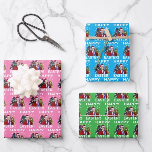 Joe Biden Happy Oaster Christmas Pink Gift Wrap Geschenkpapier Set (Vorderseite)