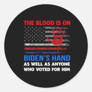 Joe Biden hat Blut in den Händen. Runder Aufkleber