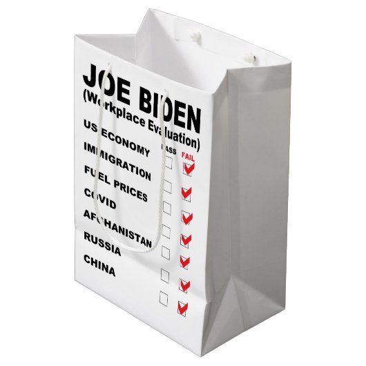 Joe Biden Job Evaluation Mittlere Geschenktüte (Vorderseite Schrägansicht)