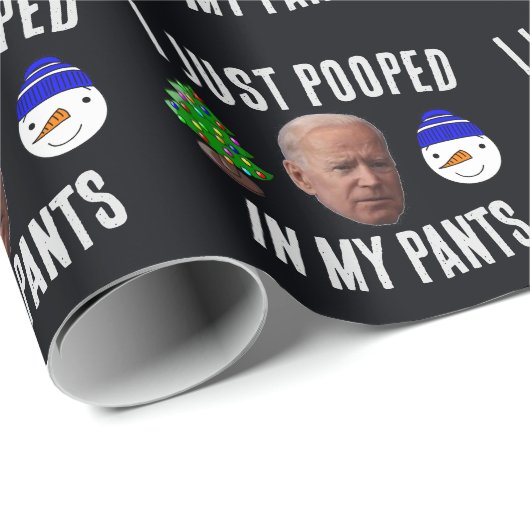 JOE BIDEN KACKTE IN PANTS CHRISTMAS WRAPPING PAPIE GESCHENKPAPIER (Rolleneckpunkt)