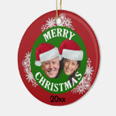 Joe Biden Kamala Harris 2020 w/Weihnachtsmannmütze Keramik Ornament (Links)