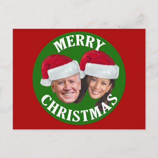 Joe Biden Kamala Harris 2020 w/Weihnachtsmannmütze Postkarte (Vorderseite)