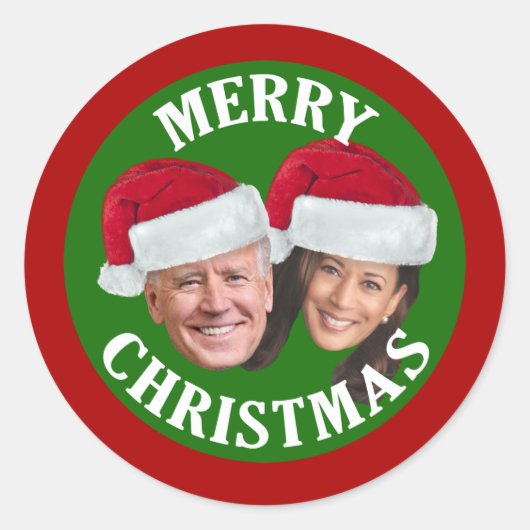 Joe Biden Kamala Harris 2020 w/Weihnachtsmannmütze Runder Aufkleber (Vorderseite)