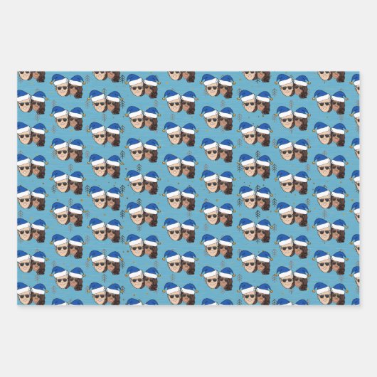 Joe Biden Kamala Harris Blue Christmas Trio Gesche Geschenkpapier Set (Vorderseite 3)