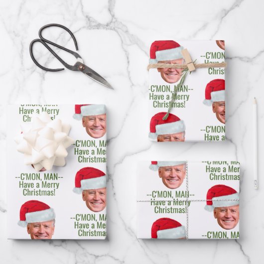 Joe Biden Kamala Harris Joe Weihnachtsmannmütze -  Geschenkpapier Set (Vorderseite)