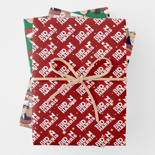 Joe Biden Kamala Harris Weihnachts-Trio Geschenkpapier Set (Beispiel)