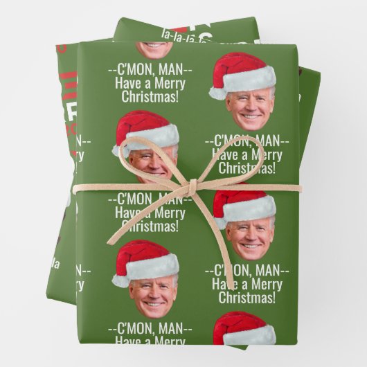 Joe Biden Kamala Harris Weihnachtsmannmütze Frohe Geschenkpapier Set (Beispiel)
