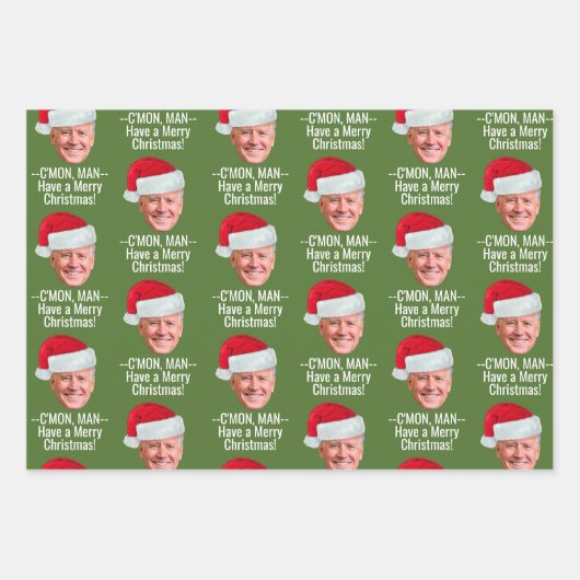 Joe Biden Kamala Harris Weihnachtsmannmütze Frohe Geschenkpapier Set (Vorderseite)