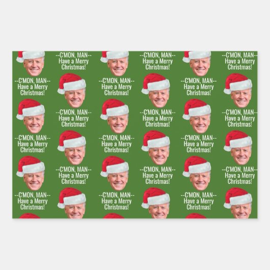 Joe Biden Kamala Harris Weihnachtsmannmütze Weihna Geschenkpapier Set (Vorderseite)
