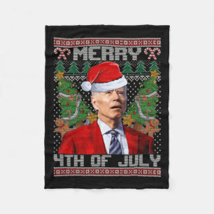 Joe Biden Merry 4. Juli Ugly Weihnachten für Wom Fleecedecke