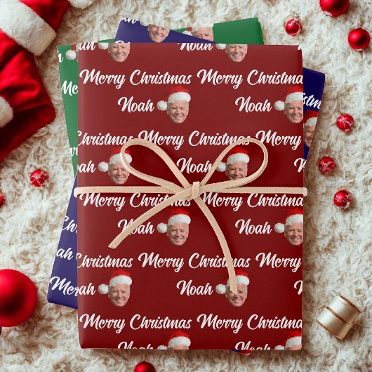 Joe Biden Merry Christmas | Individuelle Name Tren Geschenkpapier Set