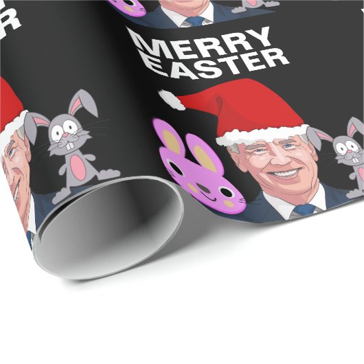 JOE BIDEN MERRY EASTER CHRISTMAS WRAPPING PAPIER GESCHENKPAPIER (Rolleneckpunkt)
