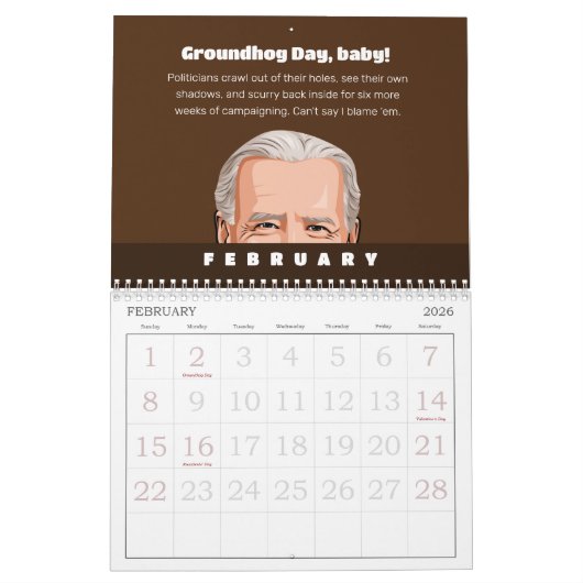 Joe Biden Political Humor Calendar Kalender (Feb 2026)