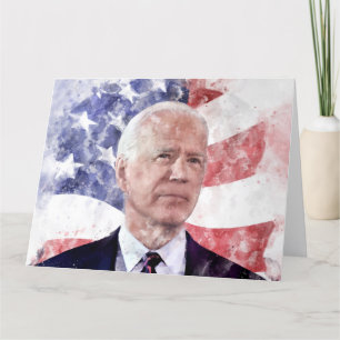 Joe Biden porträtiert Aquarellfarbe mit amerikanis Dankeskarte