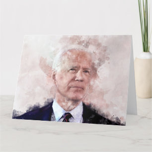 Joe Biden porträtiert in Aquarellfarben Dankeskarte