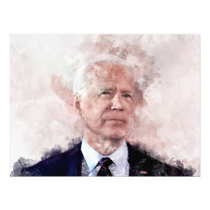 Joe Biden porträtiert in Aquarellfarben Fotodruck