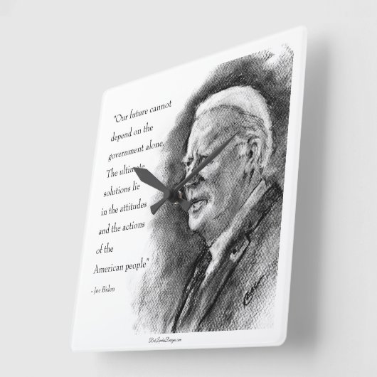Joe Biden & Quote Quadratische Wanduhr (Winkel)