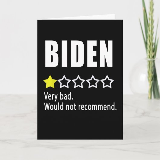 Joe Biden Sehr schlecht. Nicht empfehlen Karte (Vorderseite)