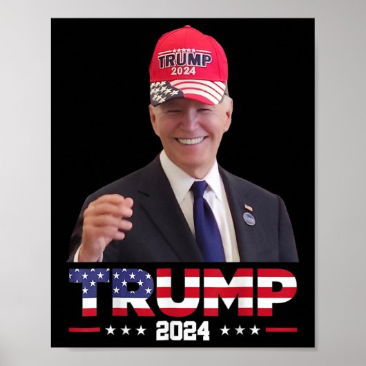 Joe Biden trägt einen Trump-Hut 1 Poster (Vorne)