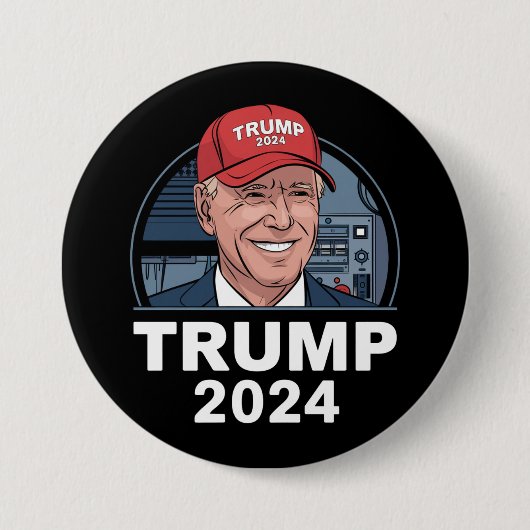 Joe biden trägt einen Trump-Hut Button (Vorderseite)