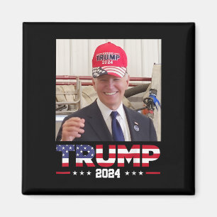 Joe Biden trägt einen Trump-Hut Magnet