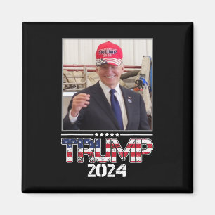 Joe Biden trägt einen Trump-Hut Wahl 2024 Lustig  Magnet