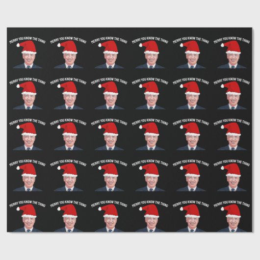 JOE BIDEN TRAING WEIHNACHTSMANNMÜTZE DAS THEMA WRA GESCHENKPAPIER (Flach)