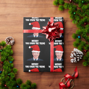 JOE BIDEN TRAING WEIHNACHTSMANNMÜTZE DAS THEMA WRA GESCHENKPAPIER