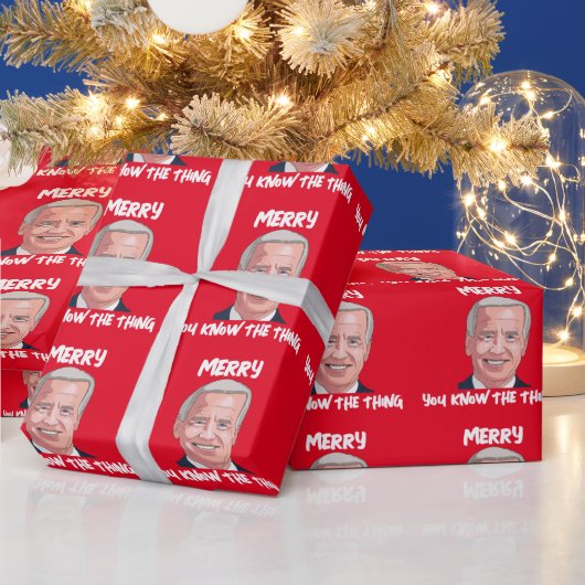 JOE BIDEN TRAING WEIHNACHTSMANNMÜTZE DAS, WAS WRAP GESCHENKPAPIER (Feiertage)