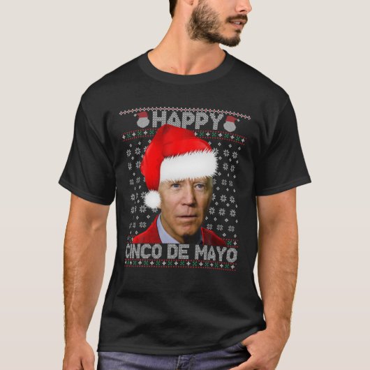 Joe Biden Ugly Christmas Sweater Santa Happy Cinco T-Shirt (Vorderseite)