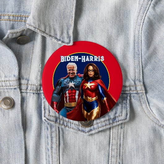 Joe Biden und Kamala Harris als Superhelden Button (Beispiel)