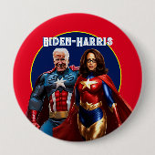 Joe Biden und Kamala Harris als Superhelden Button (Vorderseite)
