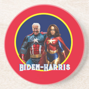 Joe Biden und Kamala Harris als Superhelden Getränkeuntersetzer
