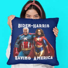 Joe Biden und Kamala Harris als Superhelden Kissen