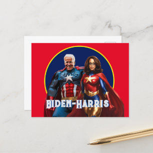 Joe Biden und Kamala Harris als Superhelden Postkarte