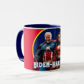 Joe Biden und Kamala Harris als Superhelden Tasse (Vorderseite Links)