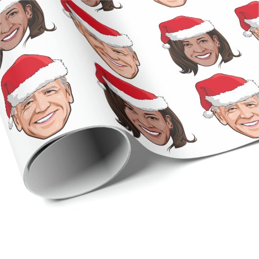 Joe Biden und Kamala Harris Weihnachten Geschenkpapier (Rolleneckpunkt)