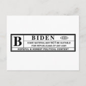 Joe Biden Warning Label Postkarte (Vorderseite)