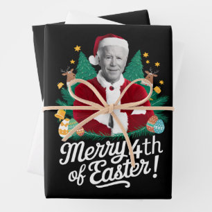 Joe Biden Weihnachten Santa Frohe 4. Ostern Xmas Geschenkpapier Set