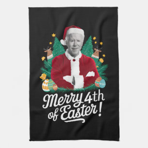 Joe Biden Weihnachten Santa Frohe 4. Ostern Xmas Geschirrtuch