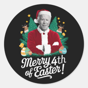 Joe Biden Weihnachten Santa Frohe 4. Ostern Xmas Runder Aufkleber