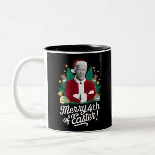 Joe Biden Weihnachten Santa Frohe 4. Ostern Xmas Zweifarbige Tasse