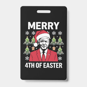 Joe Biden Weihnachts Santa Hut Frohe 4. Ostern  Ausweis