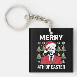 Joe Biden Weihnachts Santa Hut Frohe 4. Ostern  Schlüsselanhänger