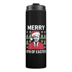 Joe Biden Weihnachts Santa Hut Frohe 4. Ostern  Thermosbecher