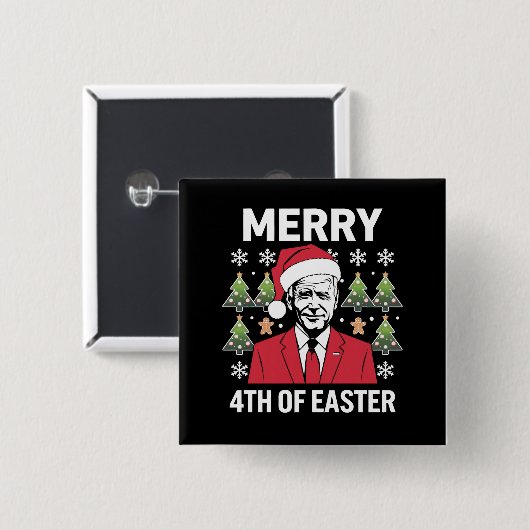 Joe Biden Weihnachtsfeier Weihnachtsmannmütze Merr Button (Vorne & Hinten)