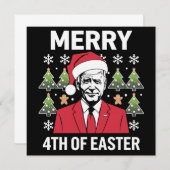 Joe Biden Weihnachtsfeier Weihnachtsmannmütze Merr Einladung (Vorne/Hinten)