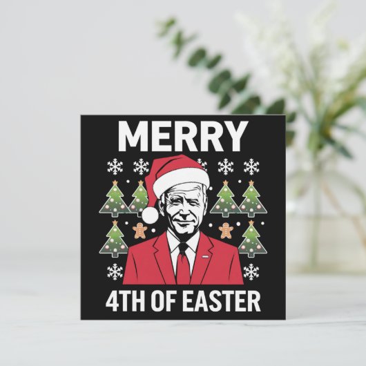 Joe Biden Weihnachtsfeier Weihnachtsmannmütze Merr Feiertagskarte (Stehend Vorderseite)